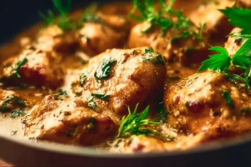Easy Marry Me Chicken recipe with creamy sauce and herbs