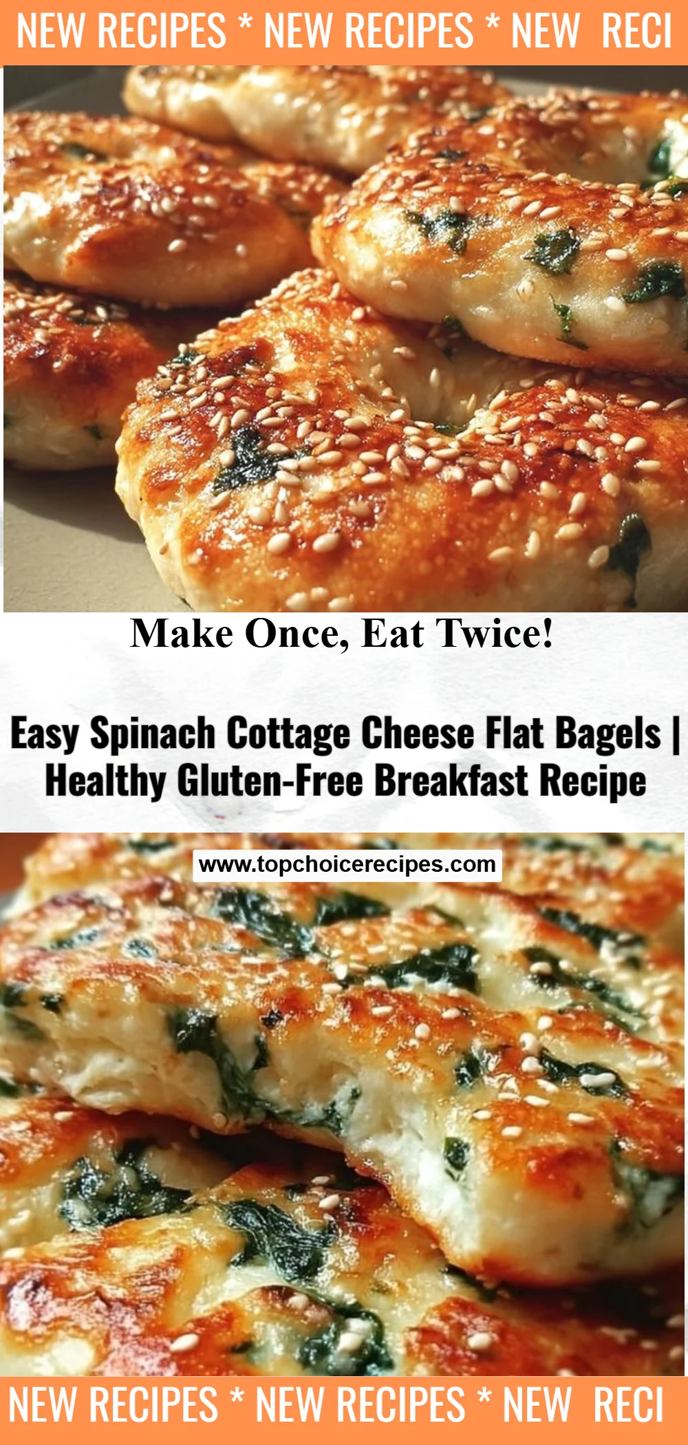Easy Spinach Cottage Cheese Flat Bagels
