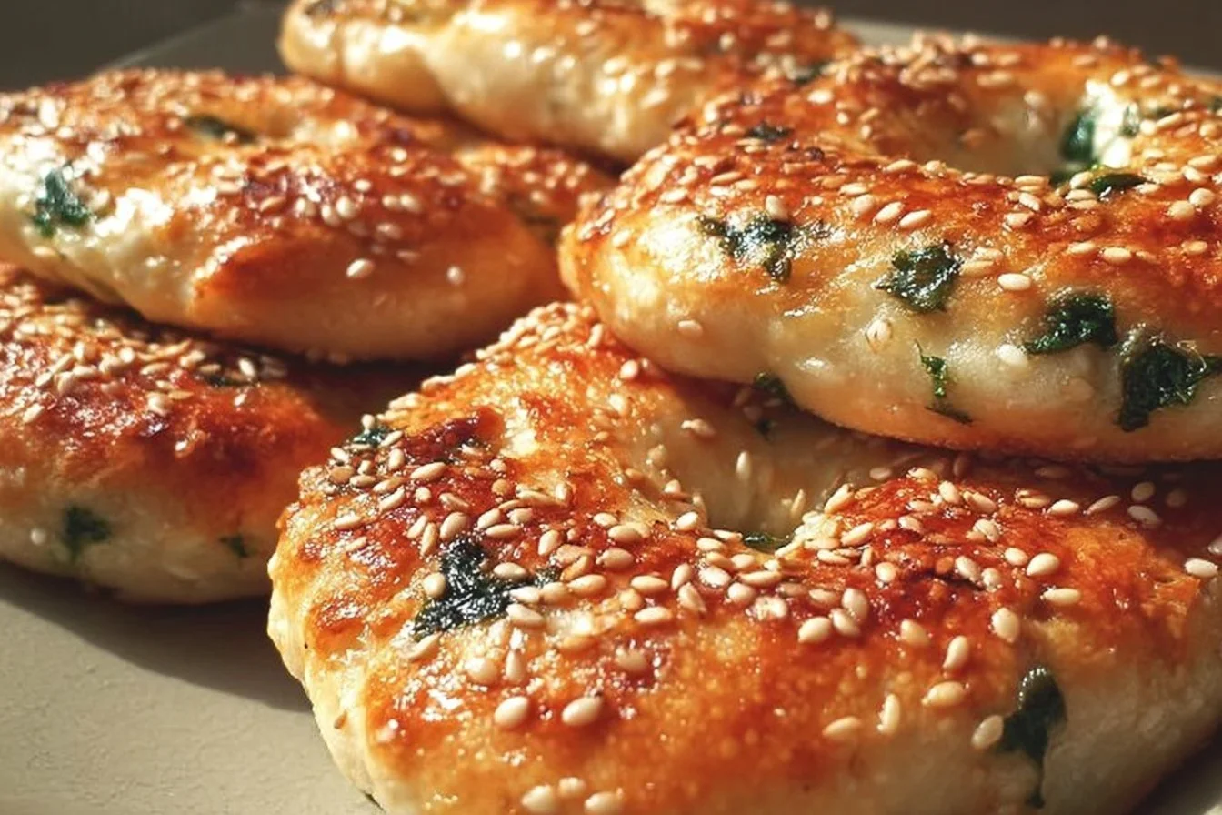 Easy Spinach Cottage Cheese Flat Bagels