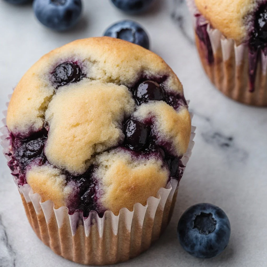 Delicious Greek Yogurt Blueberry Muffins with fresh blueberries