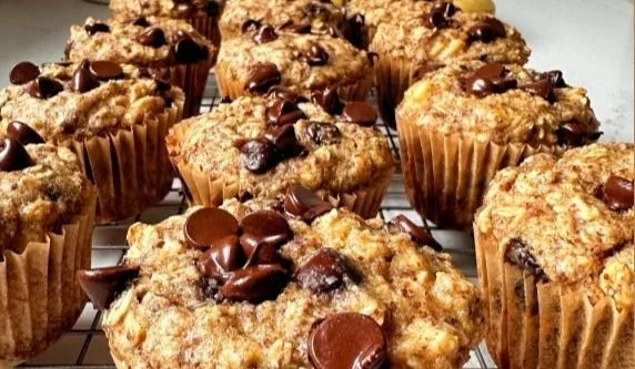 Greek Yogurt Chocolate Chip Oatmeal Muffins