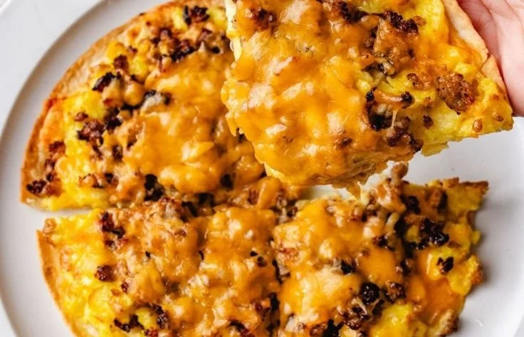 High Protein Sausage & Egg Breakfast Pizza