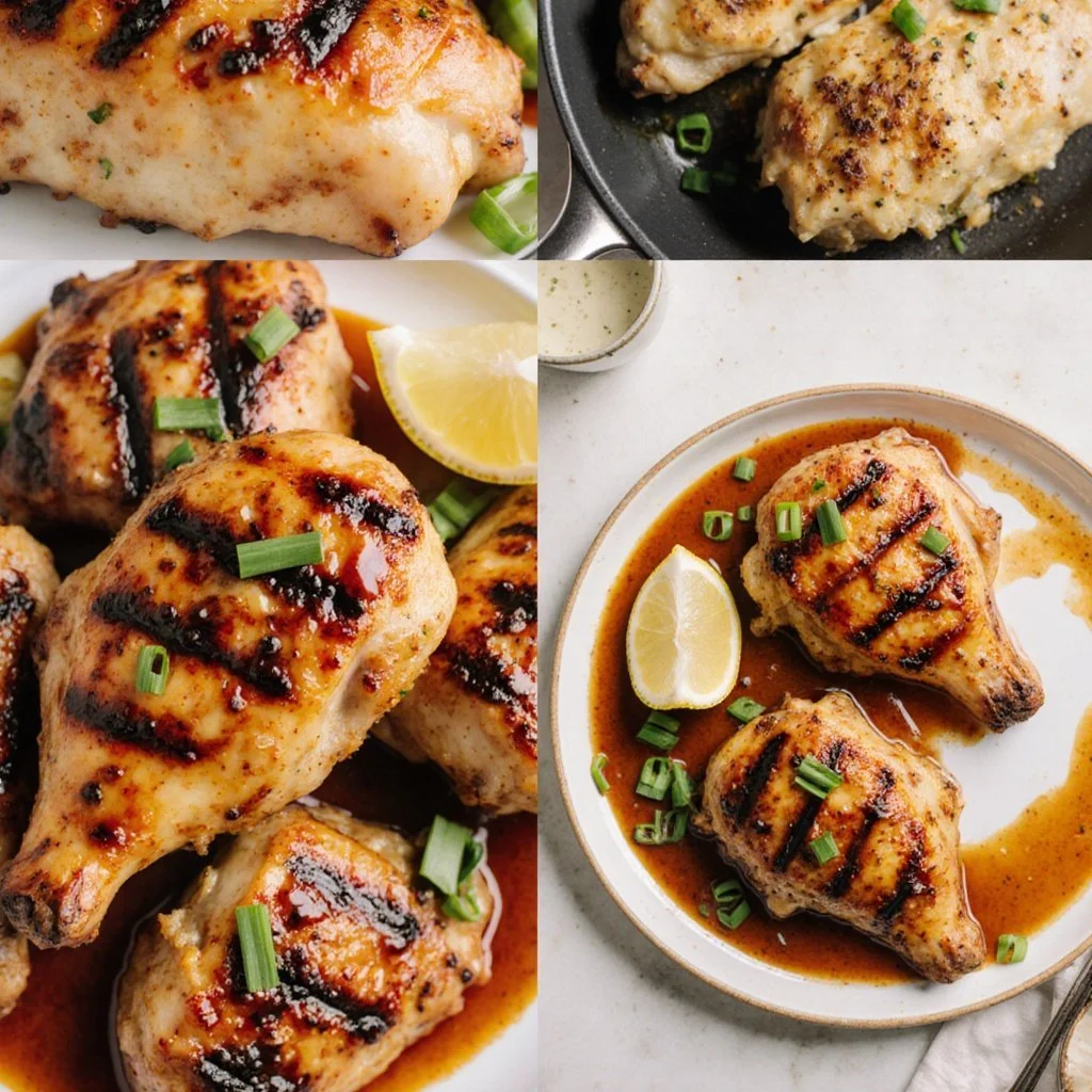 Lemon Garlic Chicken Breast served on a plate with herbs