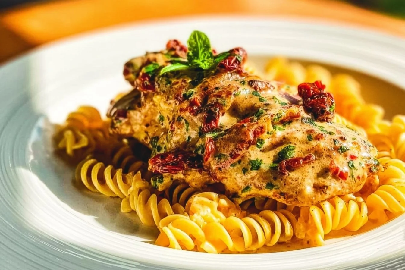 Delicious plate of Marry Me Chicken with herbs and creamy sauce