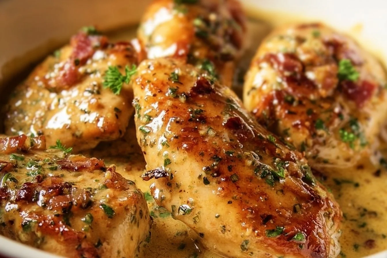 Delicious Marry Me Chicken served on a plate with herbs and sauce