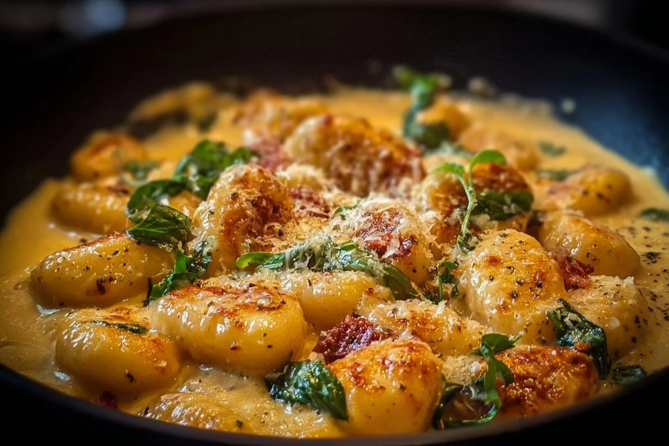 Creamy Marry Me Chicken Gnocchi served in a bowl with herbs