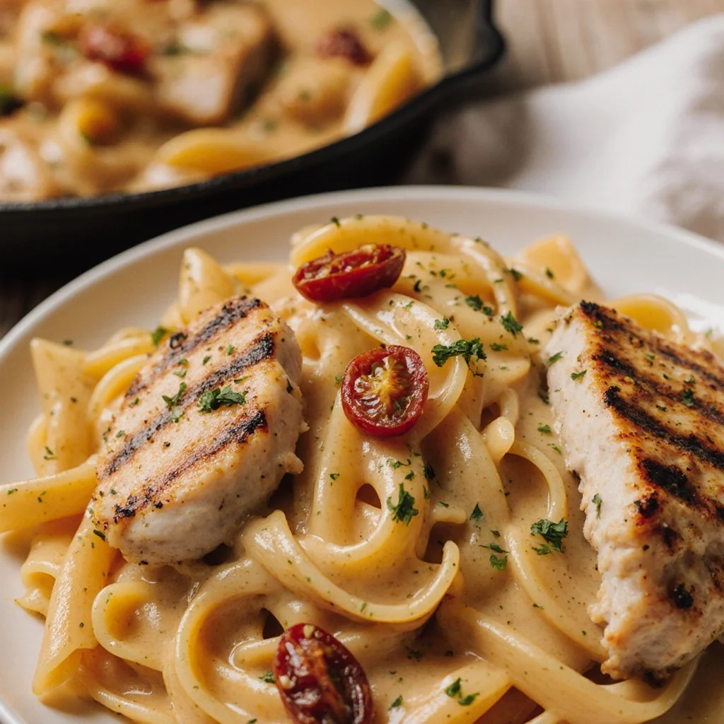 Creamy Marry Me Chicken Pasta served in a bowl with fresh herbs