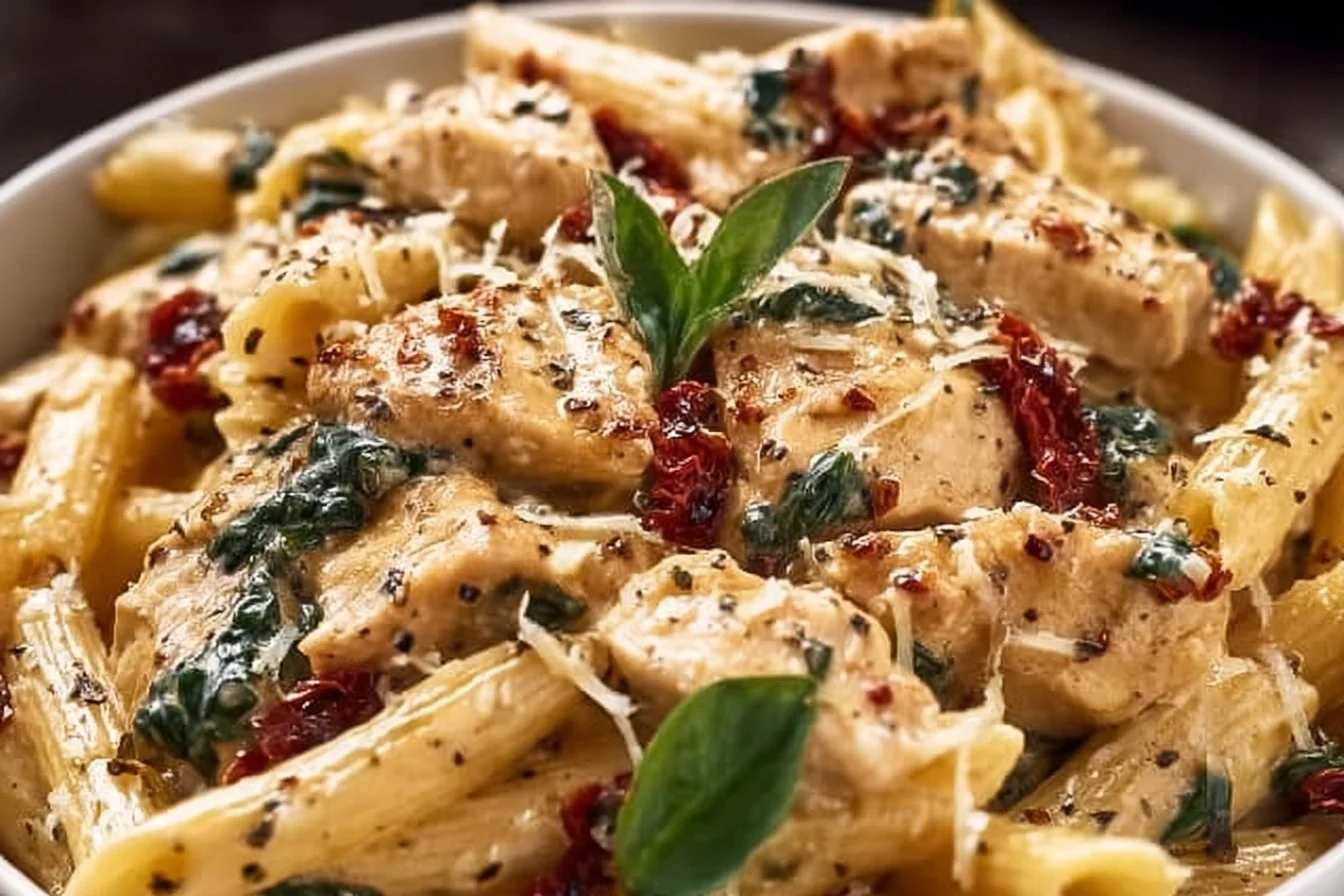 Marry Me Chicken Pasta 1 Creamy Marry Me Chicken Pasta served with herbs and cheese