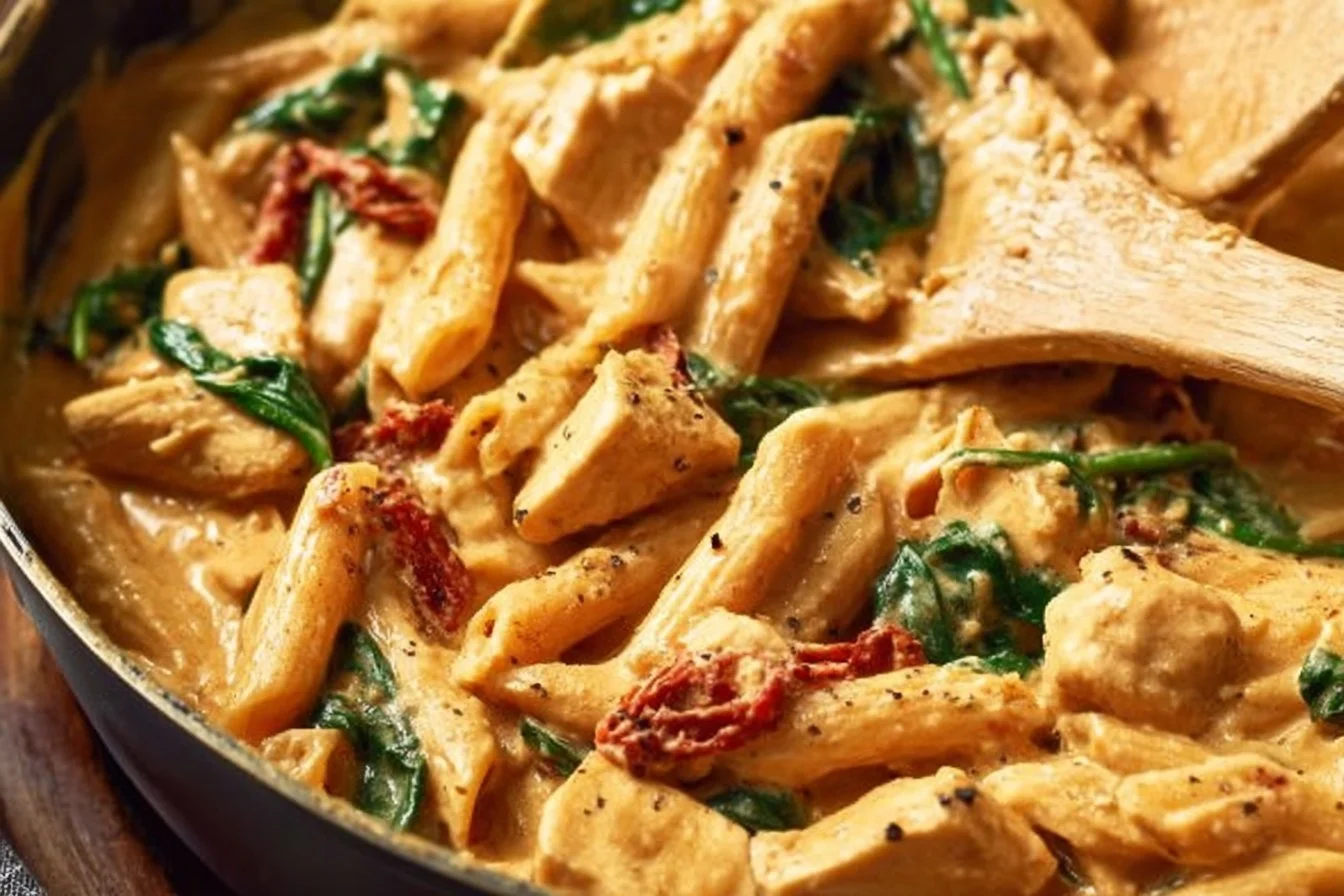Marry Me Chicken Pasta 1 Deliciously creamy Marry Me Chicken Pasta served in a bowl.
