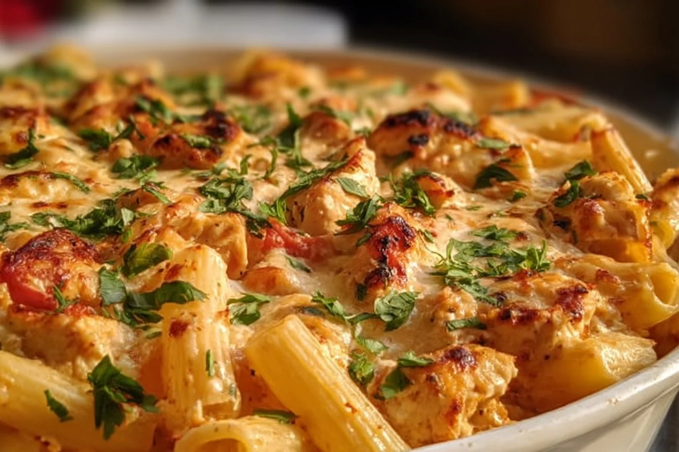Marry Me Chicken Pasta Bake 4 Delicious Marry Me Chicken Pasta Bake ready to serve, featuring creamy sauce and tender chicken.
