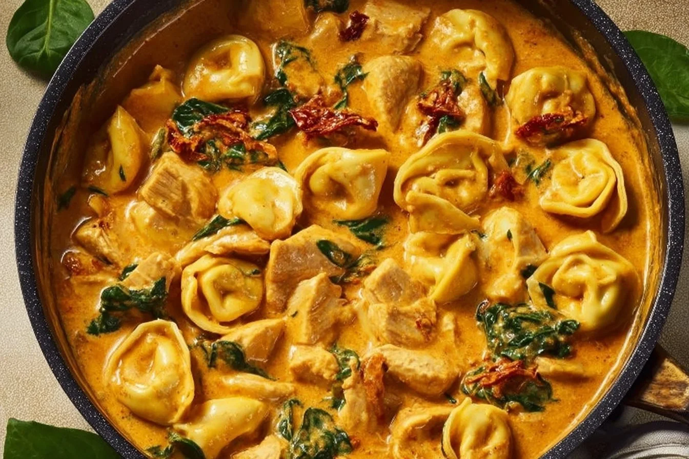 Creamy Marry Me Chicken Tortellini garnished with herbs