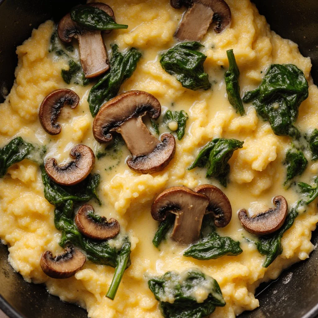 Mushroom Spinach Scrambled Eggs
