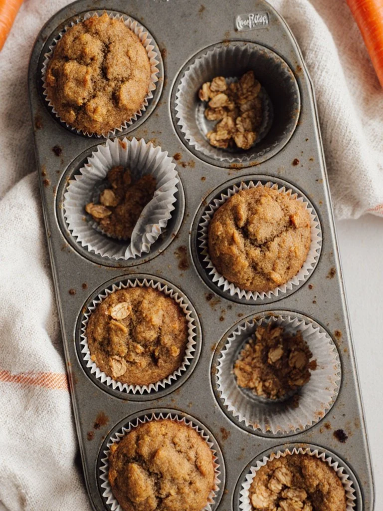 One-bowl healthy oatmeal carrot muffins baked and ready to enjoy