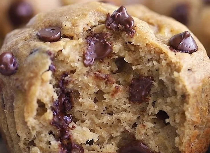 Freshly baked Peanut Butter Banana Muffins on a plate