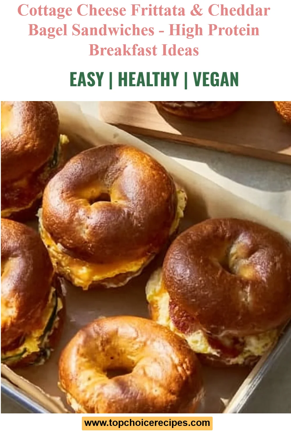 Cottage Cheese Frittata & Cheddar Bagel Sandwiches