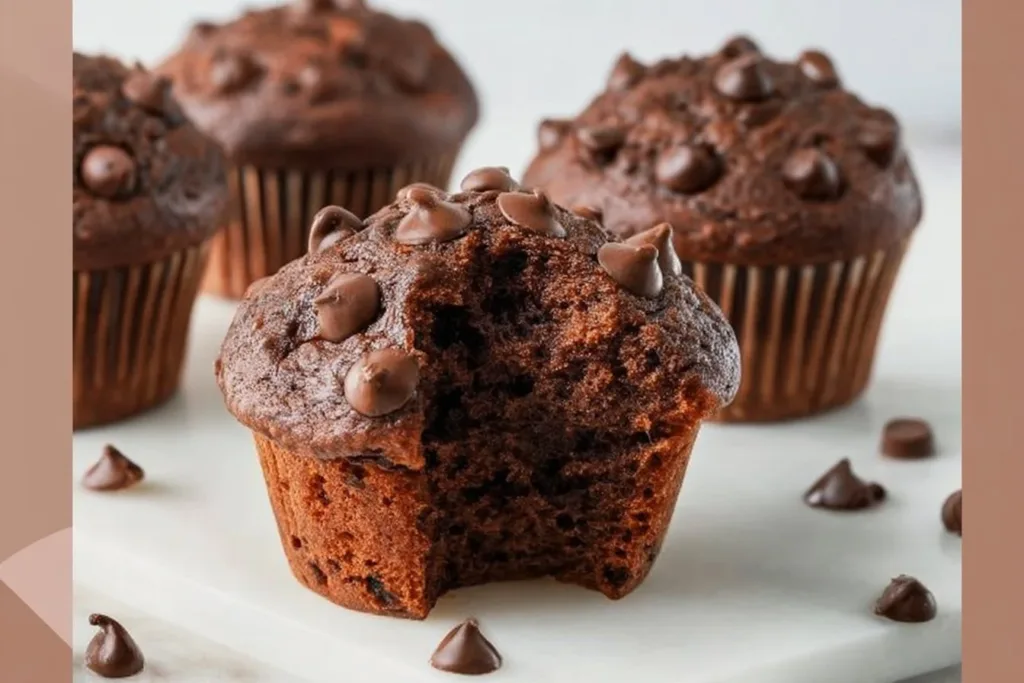 Healthy chocolate chip muffins made with Greek yogurt